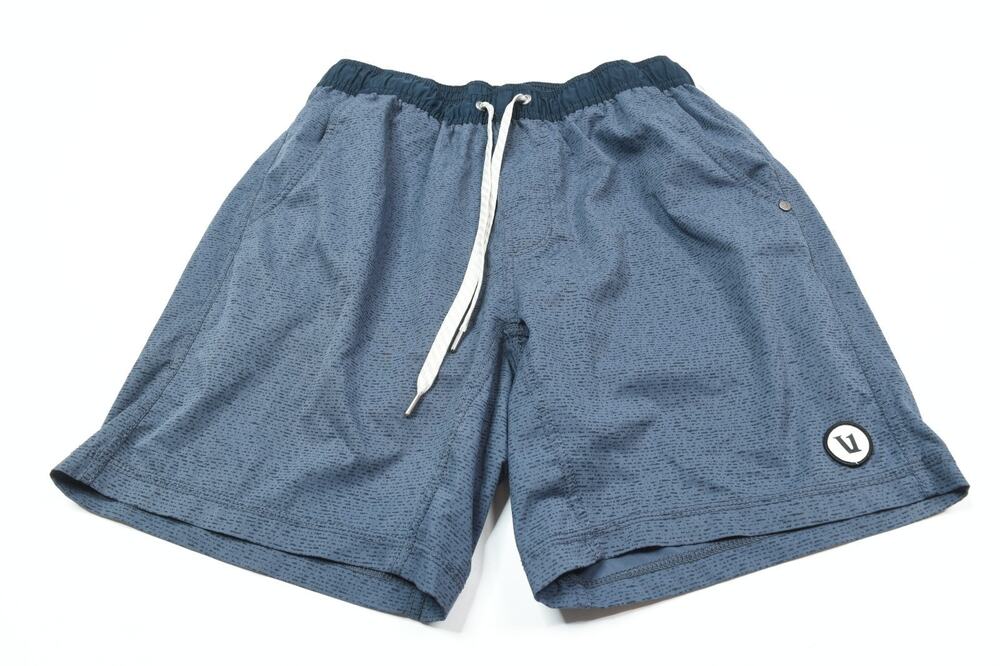 Vuori KORE Shorts Mens Medium Blue Dash Lined Drawstring Stretch Athletic Fit